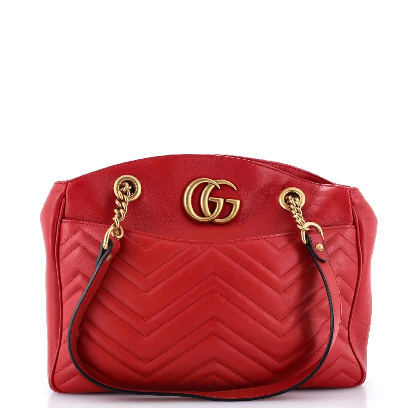 Gucci tote bags for women with a double - handle designGG Marmont Chain Tote Matelasse Leather Medium