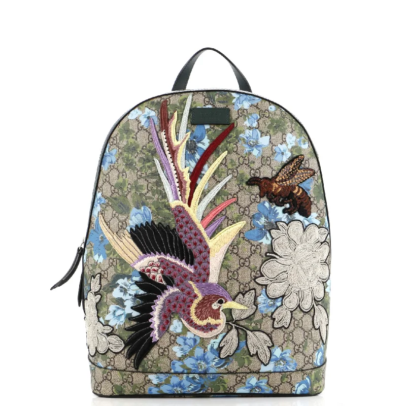 Gucci Marmont bags for women with a snakeskin - effect panelZip Backpack Embroidered Printed GG Coated Canvas Medium