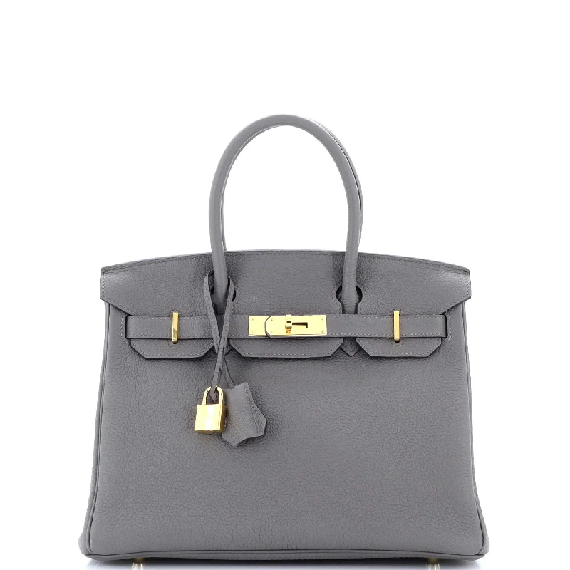 Christian Dior handbags with a snap - button closure and a decorative buckleBirkin Handbag Grey Togo with Gold Hardware 30