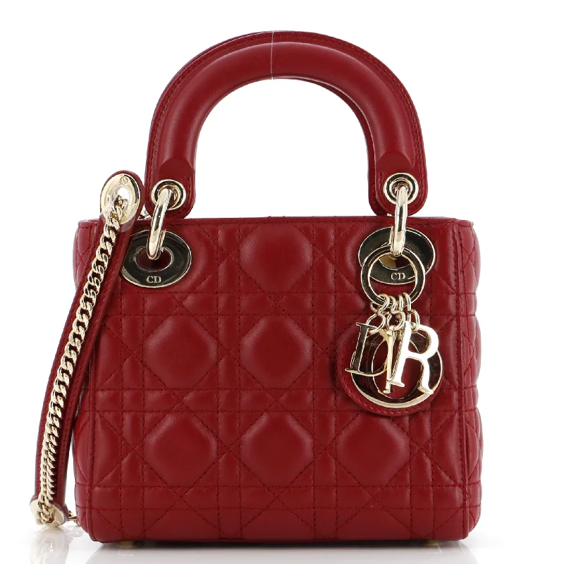 Christian Dior handbags with a back - pocket for quick storageLady Dior Chain Bag Cannage Quilt Lambskin Mini