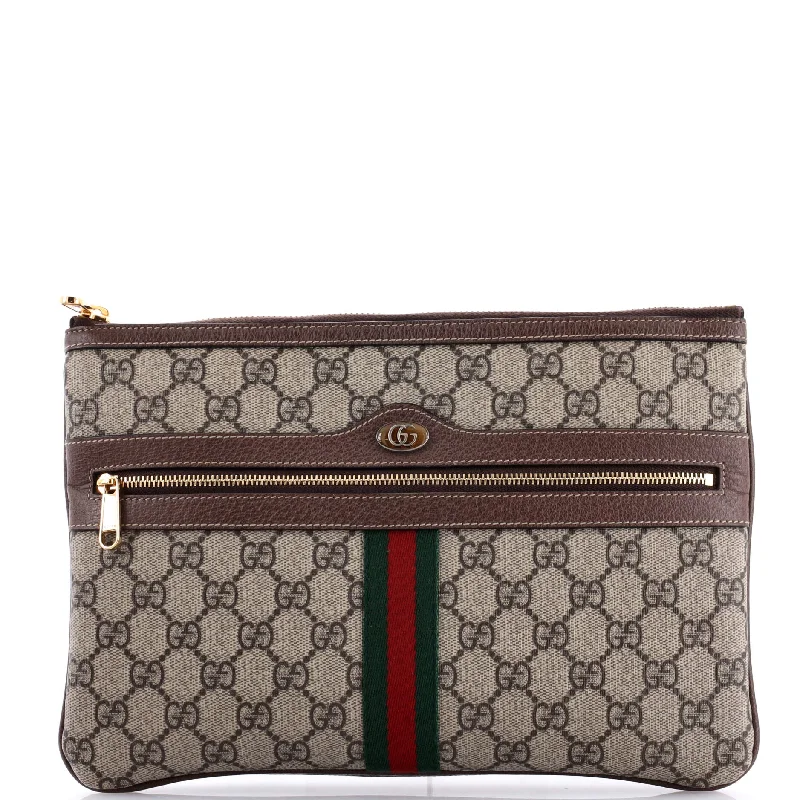 Gucci Marmont bags for women with a contrast - colored interiorOphidia Zip Pouch GG Coated Canvas Large