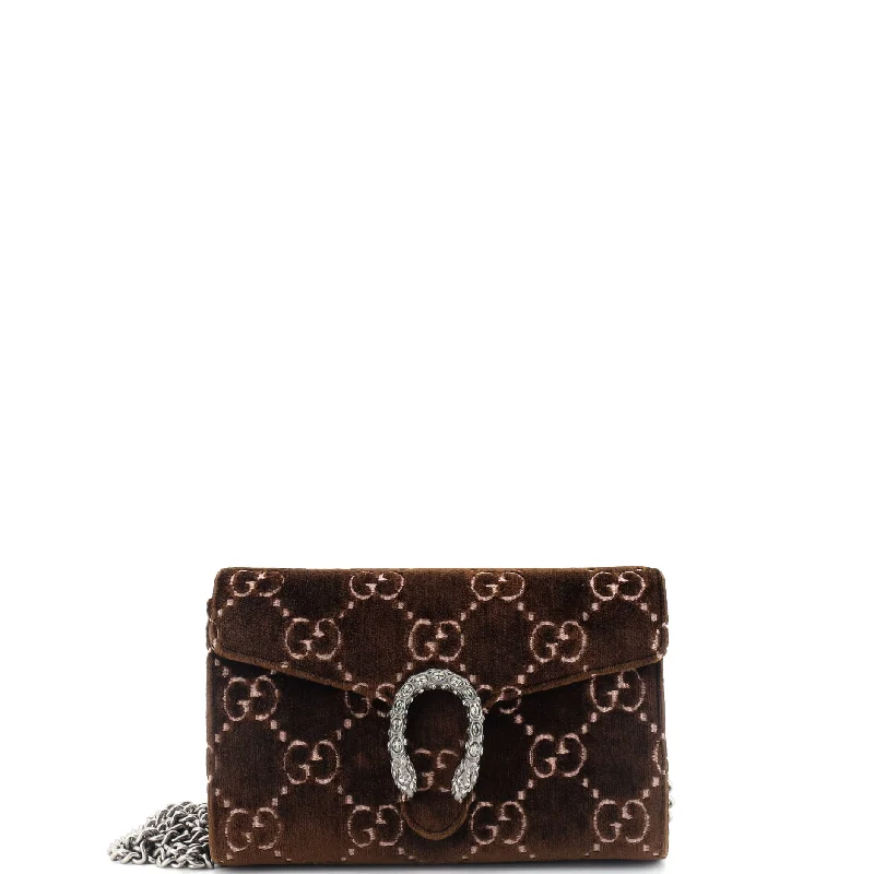 Women Gucci bags with a front - zip pocket for small itemsDionysus Chain Wallet GG Velvet Small