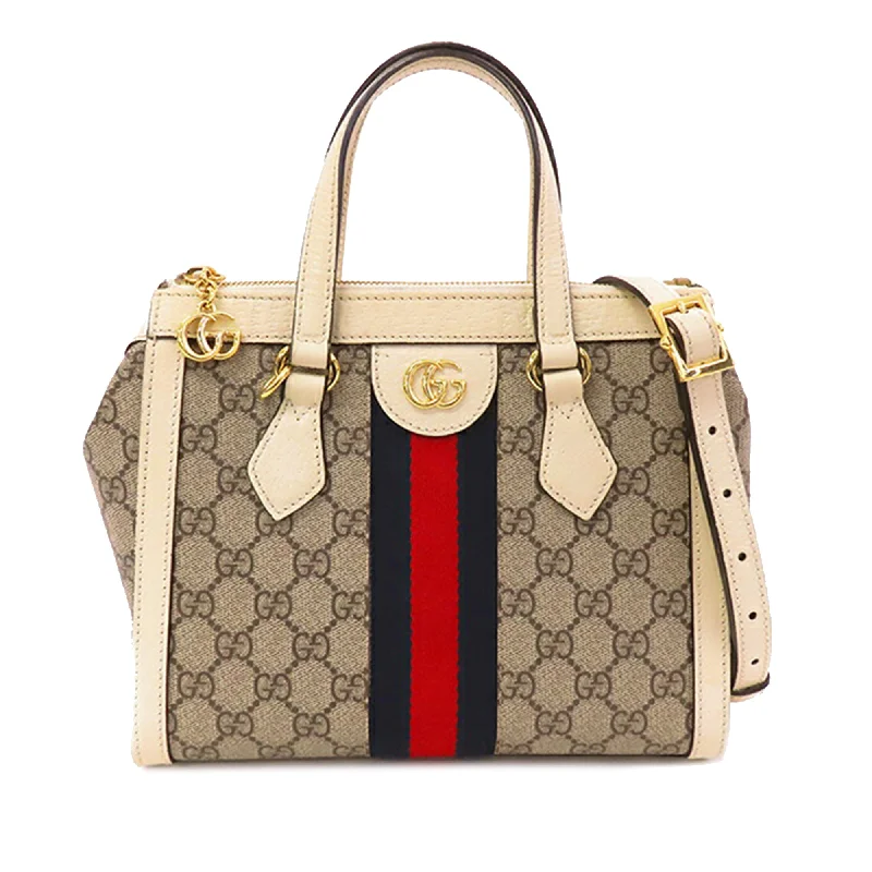 Women Gucci crossbody bags with a printed floral patternBrown Gucci Small GG Supreme Ophidia Satchel