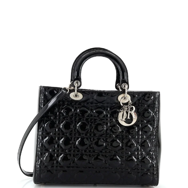 High - fashion Christian Dior bags with a geometric patternLady Dior Bag Cannage Quilt Patent Large