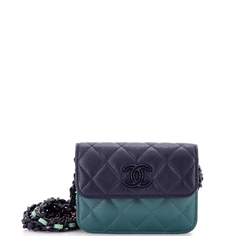 Christian Dior handbags with a back - pocket for quick storageResin Chain Flap Card Holder on Chain Quilted Lambskin