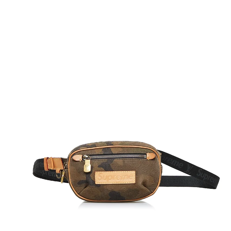 Louis Vuitton handbags with a metal - framed clasp for durabilityBrown Louis Vuitton x Supreme Camouflage Belt Bag PM