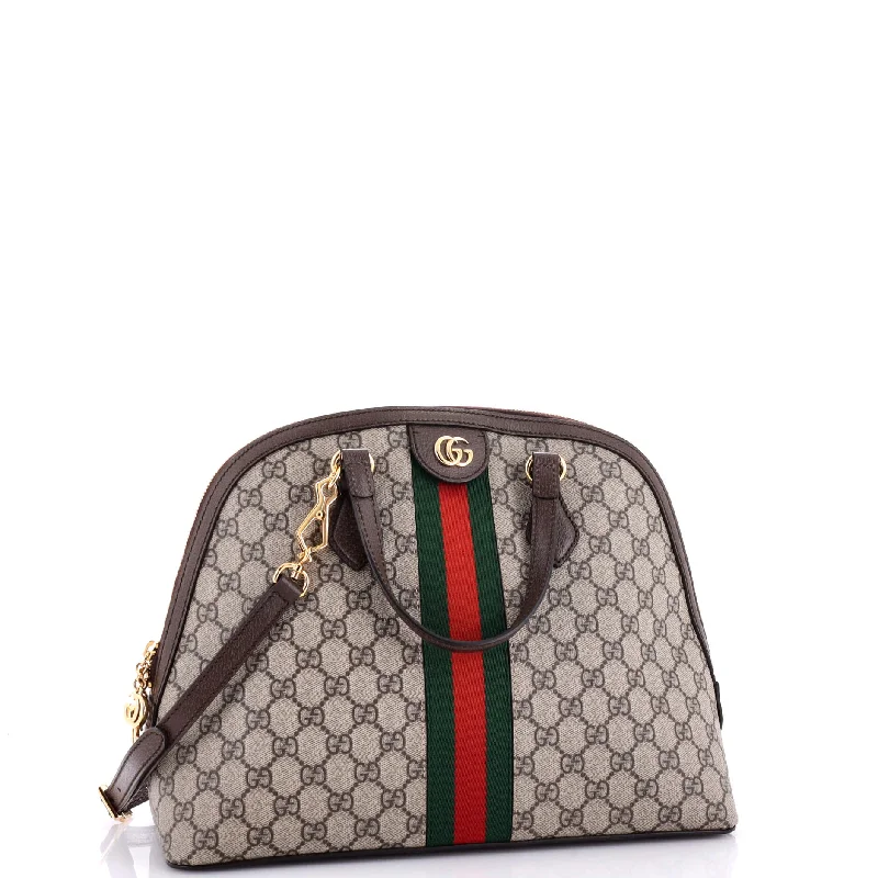 Women Gucci bags with a chain - link trim and a leather bodyOphidia Dome Top Handle Bag GG Coated Canvas Medium