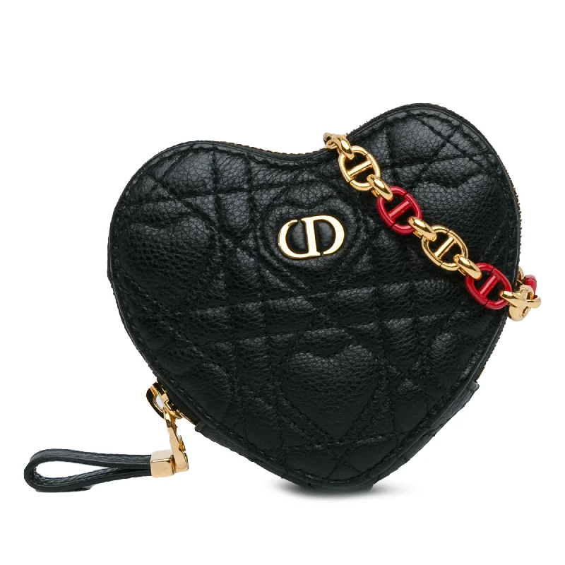 Christian Dior backpacks with a sleek, minimalist silhouetteBlack Dior DiorAmour Caro Heart Pouch with Chain Crossbody Bag