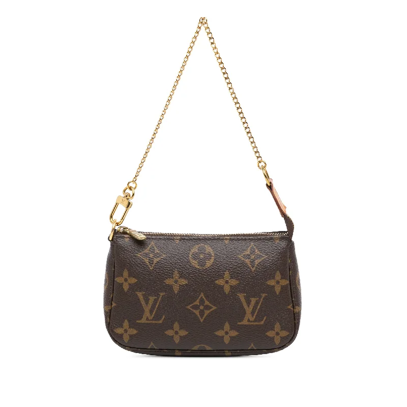 Louis Vuitton crossbody bags with a woven leather strap for textureBrown Louis Vuitton Monogram Mini Pochette Accessoires Handbag