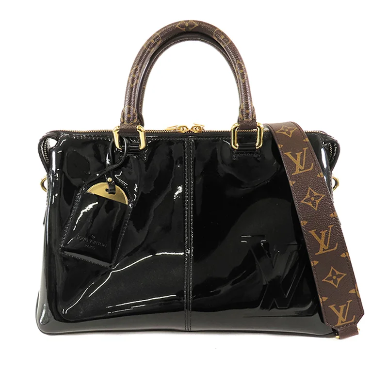 Louis Vuitton Alma bags with a monogram - embossed leather surfaceBlack Louis Vuitton Vernis Miroir Tote Satchel