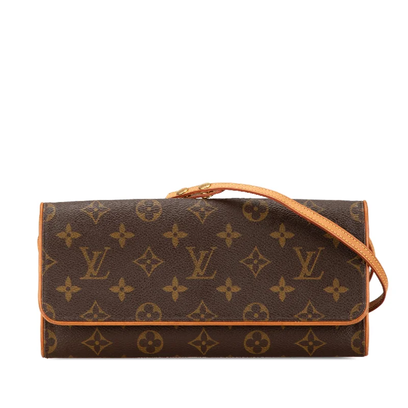 Ladies Louis Vuitton shoulder bags with a single - handle silhouetteBrown Louis Vuitton Monogram Pochette Twin GM Crossbody Bag