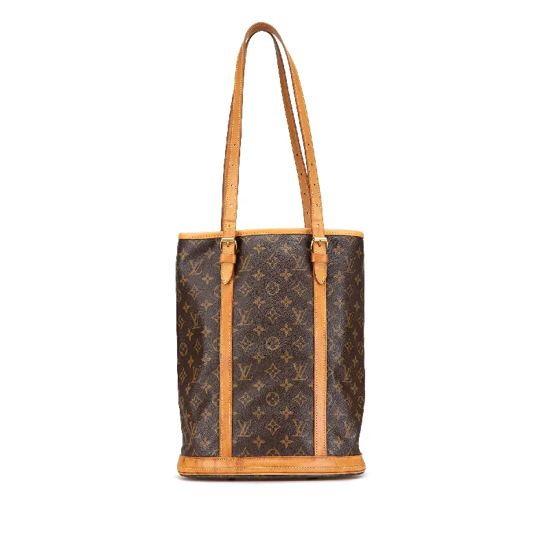 Louis Vuitton crossbody bags in a bold red color for a statementBrown Louis Vuitton Monogram Bucket GM