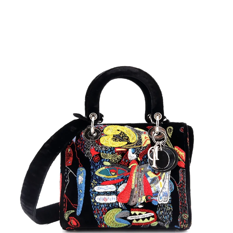 Christian Dior crossbody bags with a front - flap pocket for easy accessLady Dior Art Bag Limited Edition Spencer Sweeney Embroidered Velvet Medium