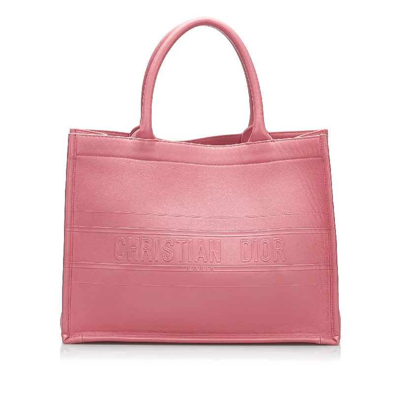 Christian Dior handbags with a detachable mirror for on - the - go touch - upsPink Dior Medium Embossed Book Tote