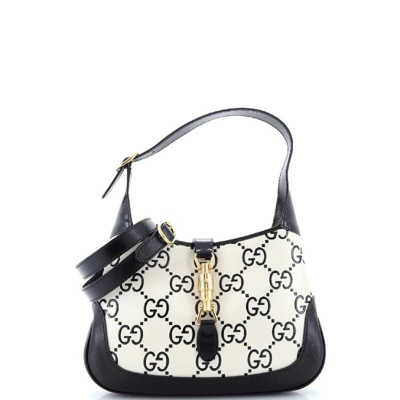 Women Gucci bags with a front - flap pocket for quick - access itemsJackie 1961 Hobo GG Embossed Leather Small