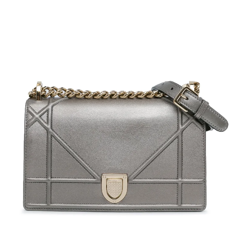 Christian Dior bags with a detachable coin purse insideSilver Dior Small Diorama Flap Crossbody Bag