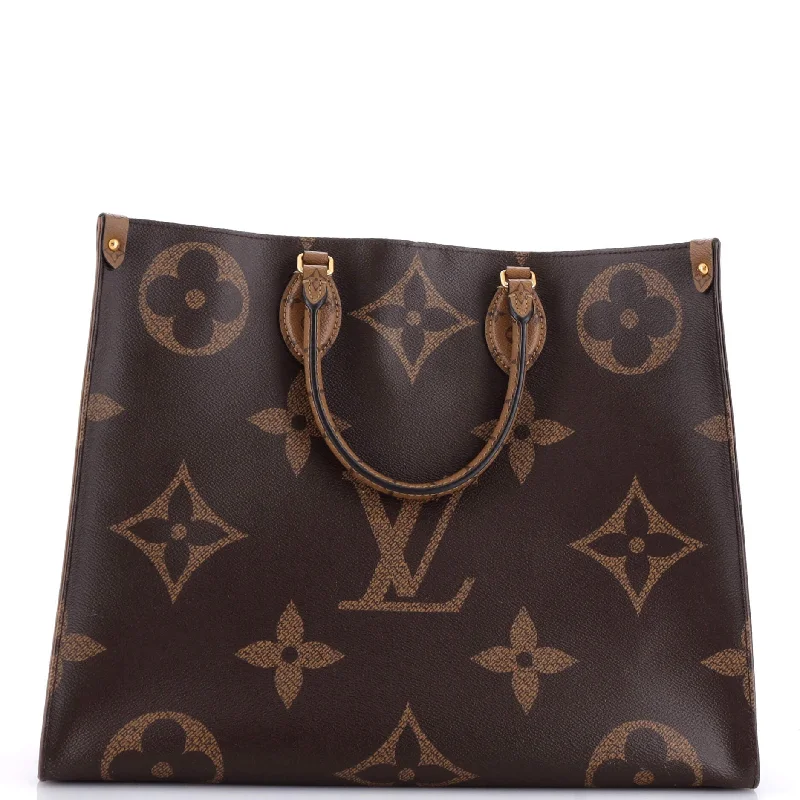 Louis Vuitton backpacks with a padded back panel for comfort during long - wearOnTheGo Tote Reverse Monogram Giant GM