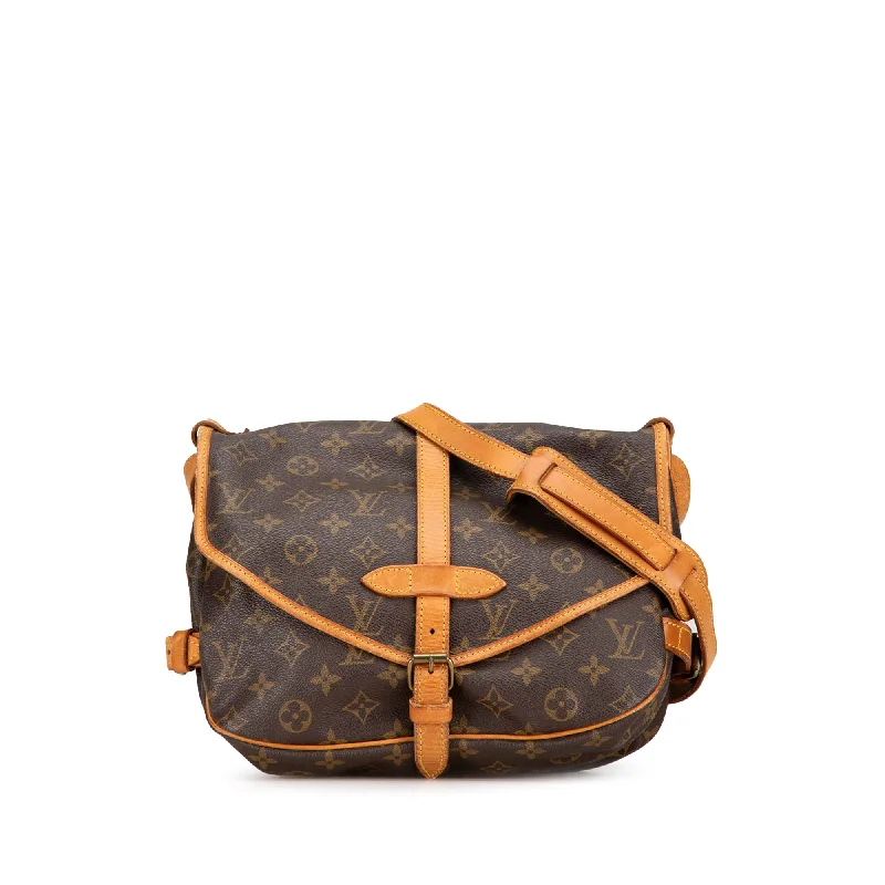 Louis Vuitton Twist bags with a contrast - colored interior for visual interestBrown Louis Vuitton Monogram Saumur 30 Crossbody Bag