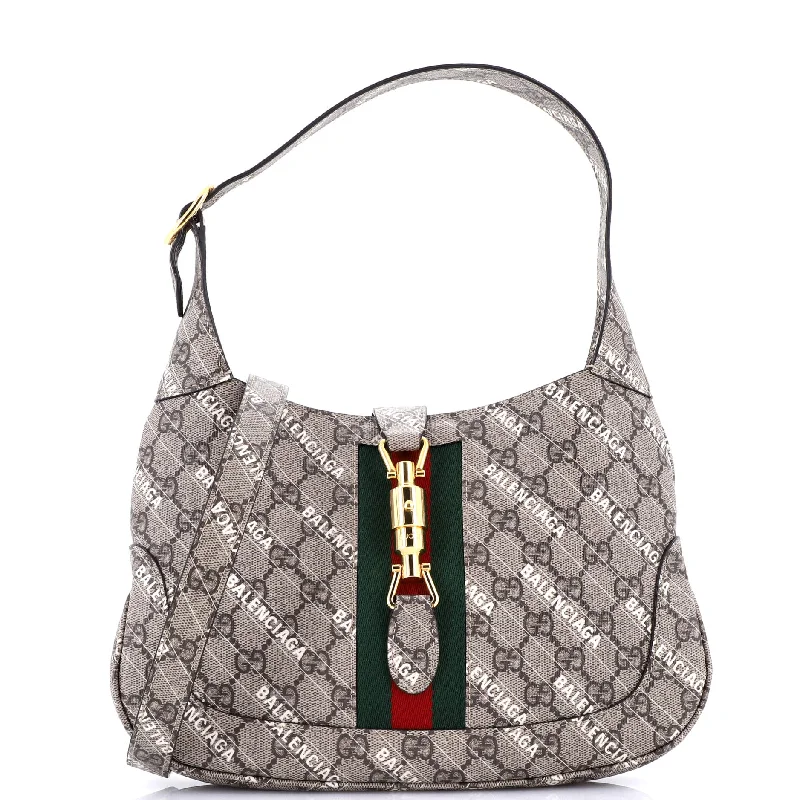 Women Gucci bags with a zippered interior pocketx Balenciaga The Hacker Project Jackie 1961 Hobo GG Coated Canvas Small