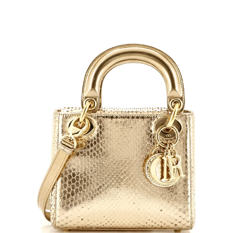 Christian Dior bags with a zip - top closure and multiple compartmentsLady Dior Bag Python Mini