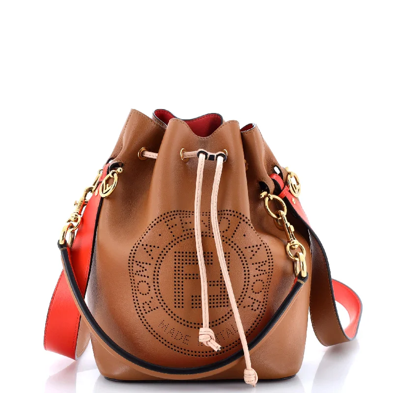 Christian Dior tote bags with a printed Dior logo on the frontMon Tresor Bucket Bag Perforated Leather Small