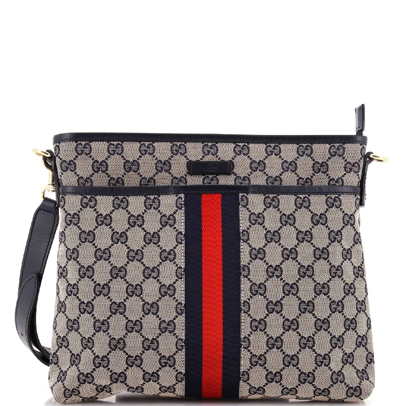 Gucci crossbody bags for women with adjustable leather strapsFront Pocket Web Messenger GG Canvas Small