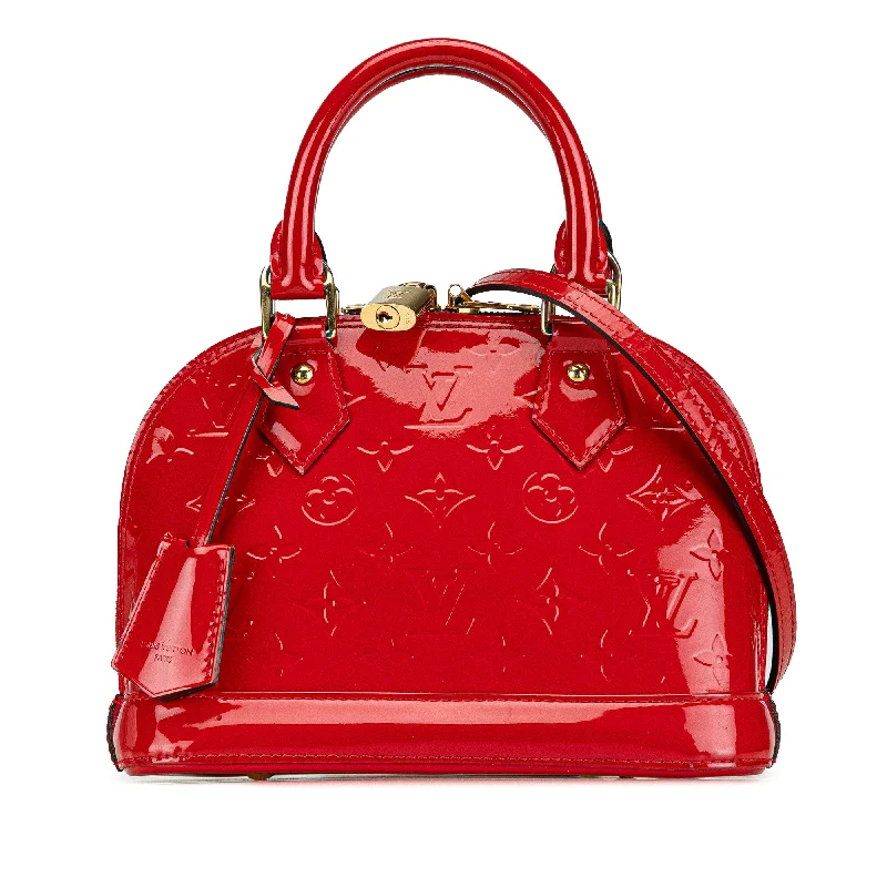 Louis Vuitton bags with a front - zip pocket for small items like keysRed Louis Vuitton Monogram Vernis Alma BB Satchel