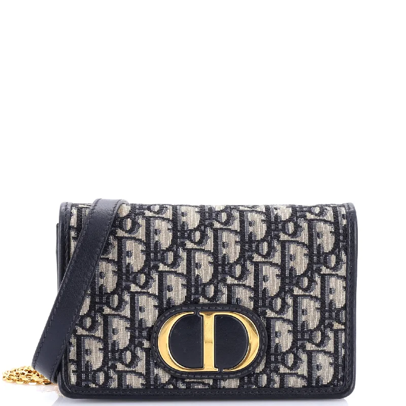 Luxury Christian Dior crossbody bags with a chain - link strap30 Montaigne 2-in-1 Pouch Oblique Canvas