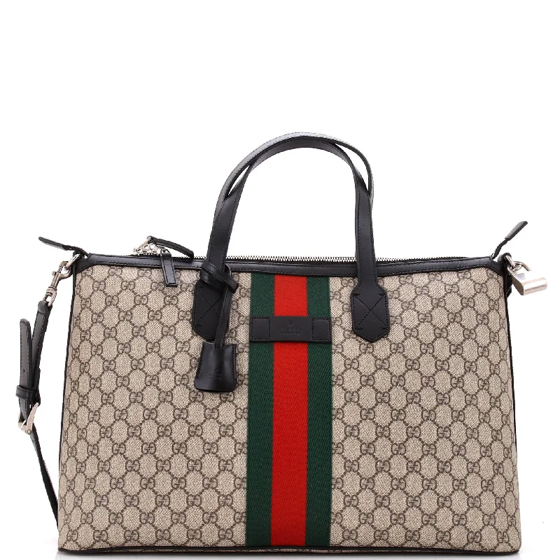 Women Gucci crossbody bags with a printed floral patternWeb Duffle Bag GG Coated Canvas Medium