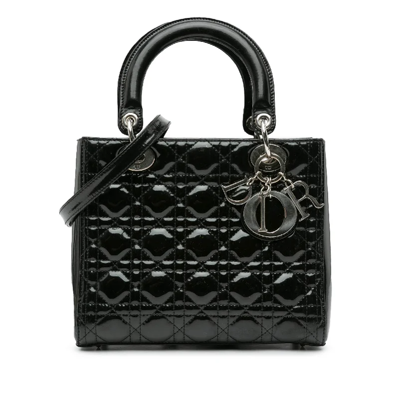 Trendsetting Christian Dior crossbody bags with a colorful strapBlack Dior Medium Patent Cannage Lady Dior Satchel