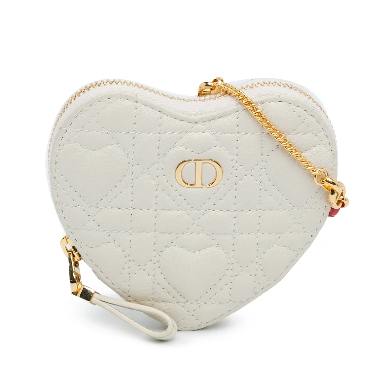 Christian Dior bags with a detachable coin purse insideWhite Dior DiorAmour Caro Heart Pouch with Chain Crossbody Bag