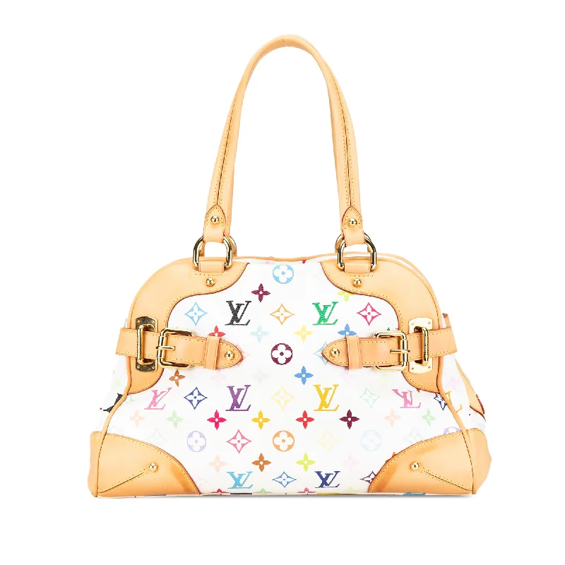 Louis Vuitton tote bags with a water - resistant coating for outdoor useWhite Louis Vuitton Monogram Multicolore Claudia Shoulder Bag