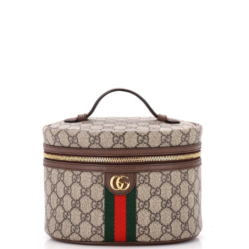 Gucci Marmont bags for women with a snakeskin - effect panelOphidia Top Handle Cosmetic Case GG Coated Canvas Small