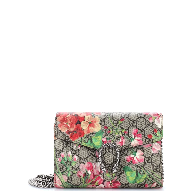 Women Gucci crossbody bags with a printed floral patternDionysus Chain Wallet Blooms Print GG Coated Canvas Small