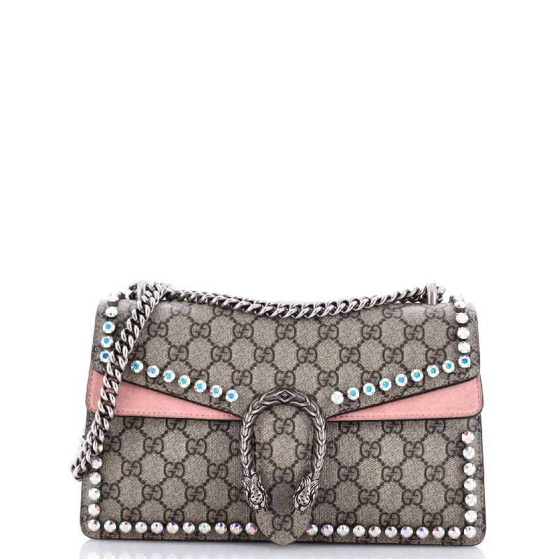 Women Gucci Sylvie bags with a monogram - embossed leatherDionysus Bag Crystal Embellished GG Coated Canvas Small