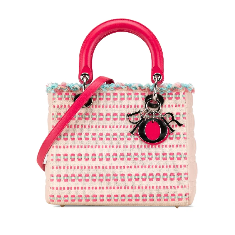 Christian Dior bags with a zip - top closure and multiple compartmentsPink Dior Medium Tweed Sequin Lady Dior Satchel