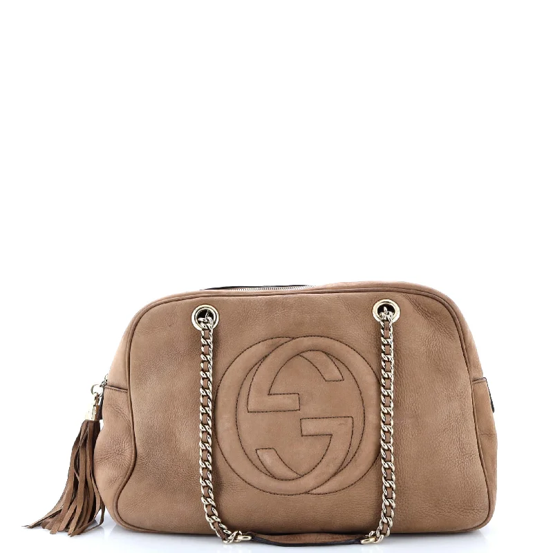 Gucci handbags for women with a patent - leather finishSoho Chain Zip Shoulder Bag Nubuck Medium