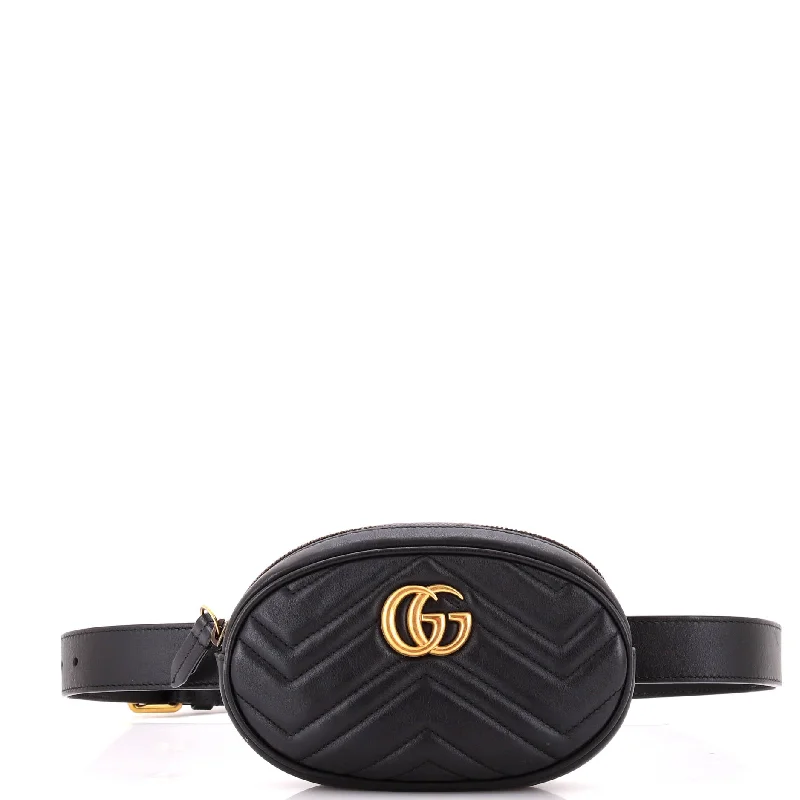 Ladies Gucci Dionysus bags with a chain - link shoulder strapGG Marmont Belt Bag Matelasse Leather