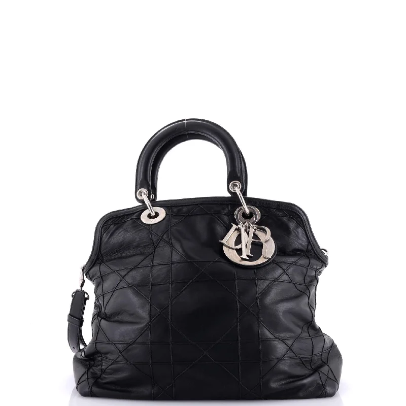 Luxury Christian Dior crossbody bags with a chain - link strapGranville Satchel Cannage Quilt Leather Small