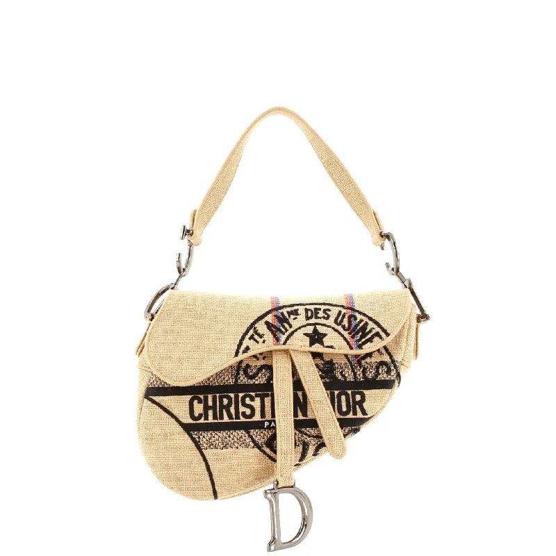 Trendsetting Christian Dior crossbody bags with a colorful strapSaddle Bag Embroidered Jute Canvas Medium