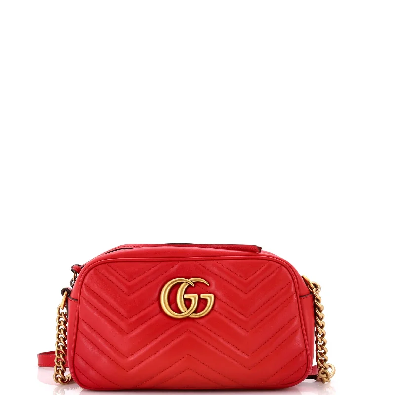 Women Gucci bags with a chain - link trim and a leather bodyGG Marmont Shoulder Bag Matelasse Leather Small