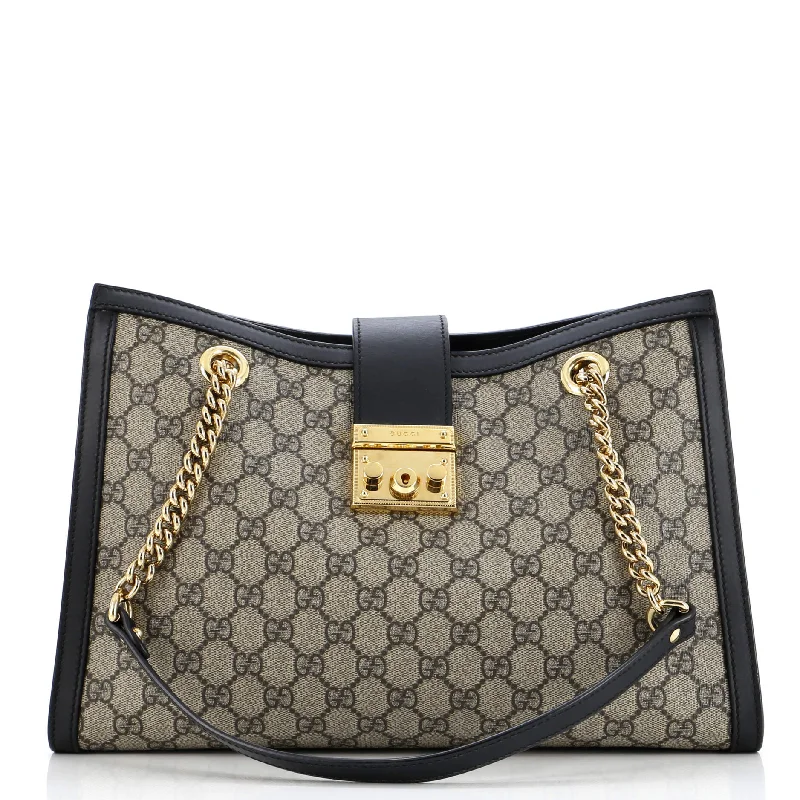 Women Gucci crossbody bags with a printed floral patternPadlock Chain Tote GG Coated Canvas Medium