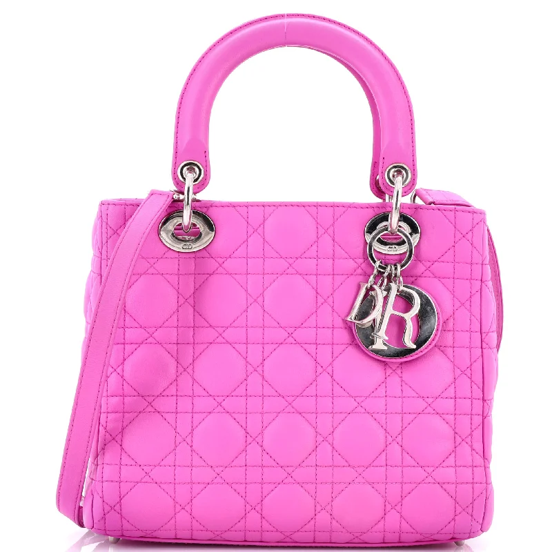 Christian Dior handbags with a removable shoulder strap for versatilityLady Dior Bag Cannage Quilt Lambskin Medium