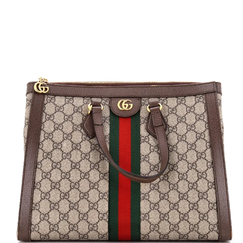 Women Gucci bags with a magnetic snap closure for easy accessOphidia Top Handle Tote GG Coated Canvas Medium