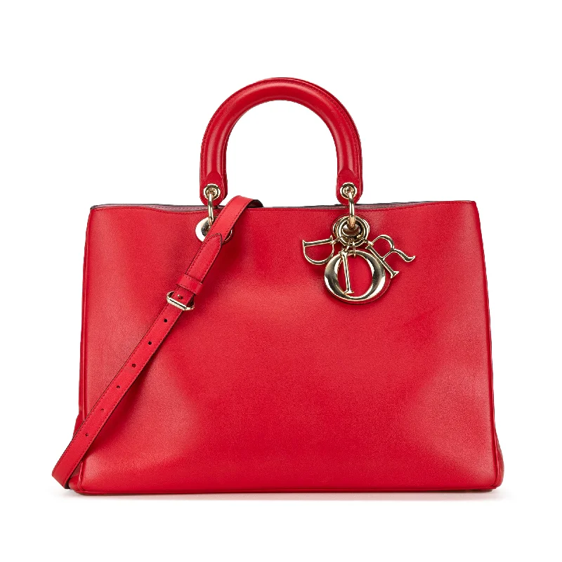 Christian Dior tote bags with a double - handle and shoulder - strap optionRed Dior Large Diorissimo Satchel