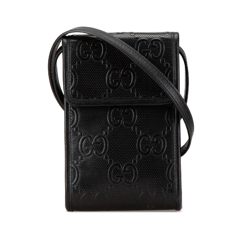 Gucci Dionysus bags for women with tiger - head claspsBlack Gucci GG Embossed Flap Crossbody