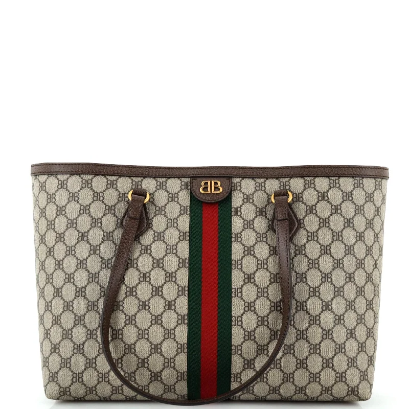 Women Gucci Sylvie bags with a detachable ribbon detailx Gucci The Hacker Project Tote BB Coated Canvas Medium