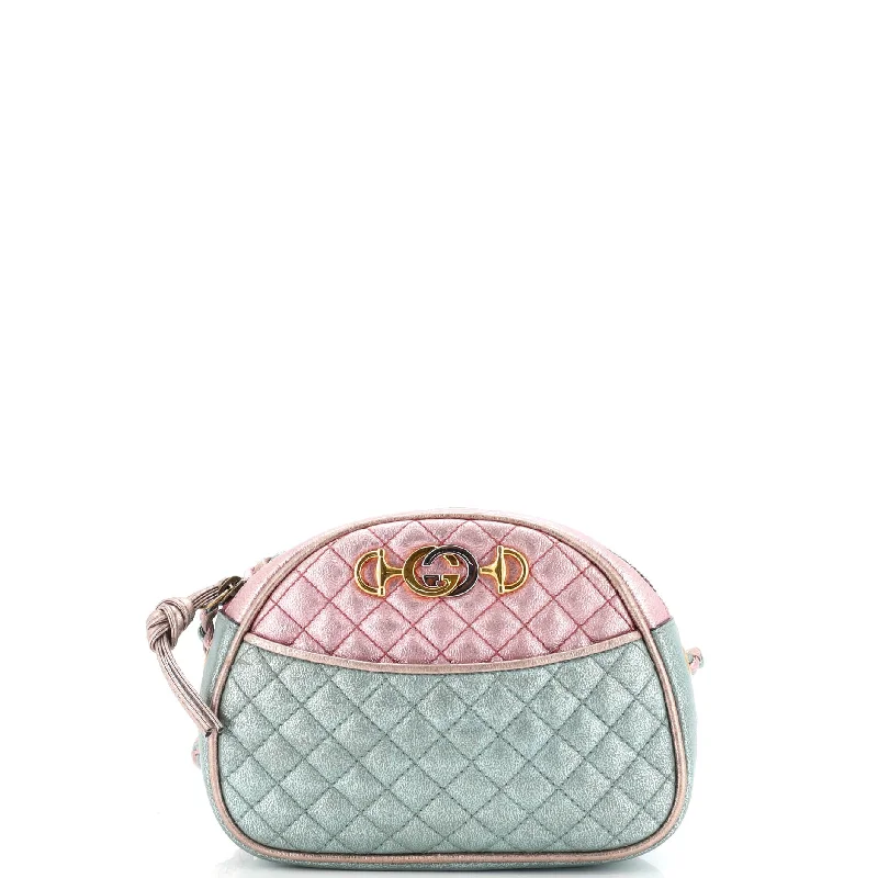 Women Gucci backpacks with a luxurious leather finishTrapuntata Camera Shoulder Bag Quilted Laminated Leather Mini