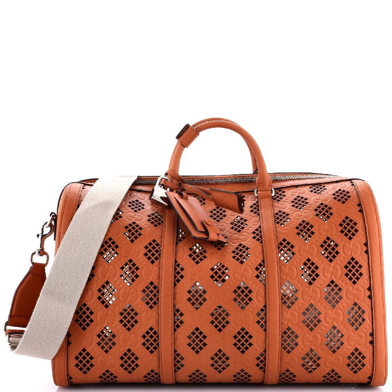 Gucci Dionysus bags for women with tiger - head claspsConvertible Duffle Bag GG Debossed Laser Cut Leather Large