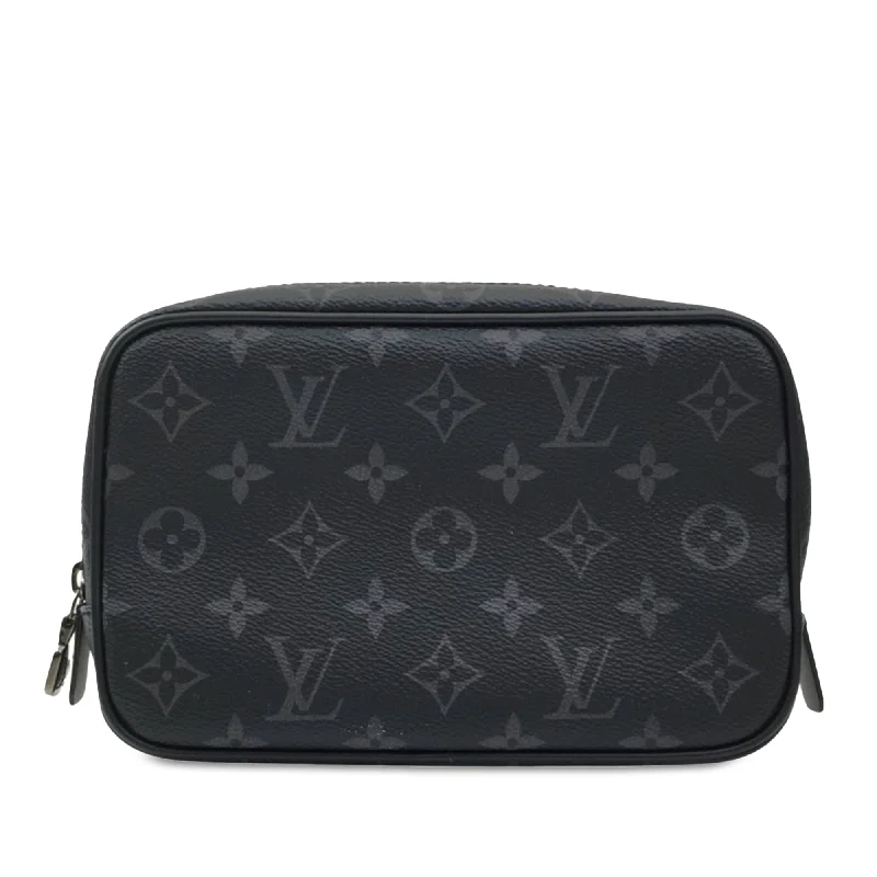 Louis Vuitton Alma bags with a leather - wrapped handle for a luxurious feelBlack Louis Vuitton Monogram Eclipse Toilet Pouch PM Clutch Bag